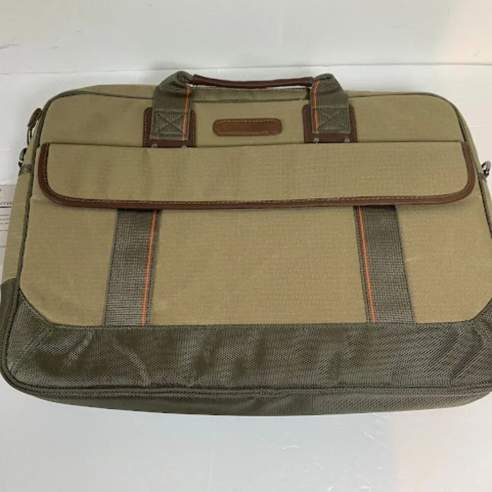 Eddie Bauer Khaki Woven Canvas Briefcase Laptop Sleeve Bag New with Tag (NWT)